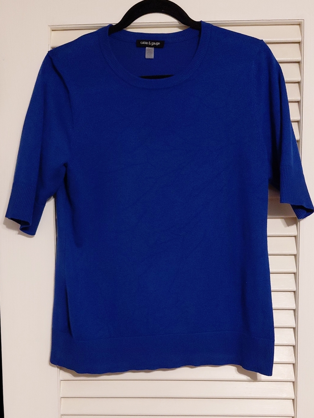 Cable & Gauge Size L Bright Winter Cobalt Short Sleeve Crewneck Sweater